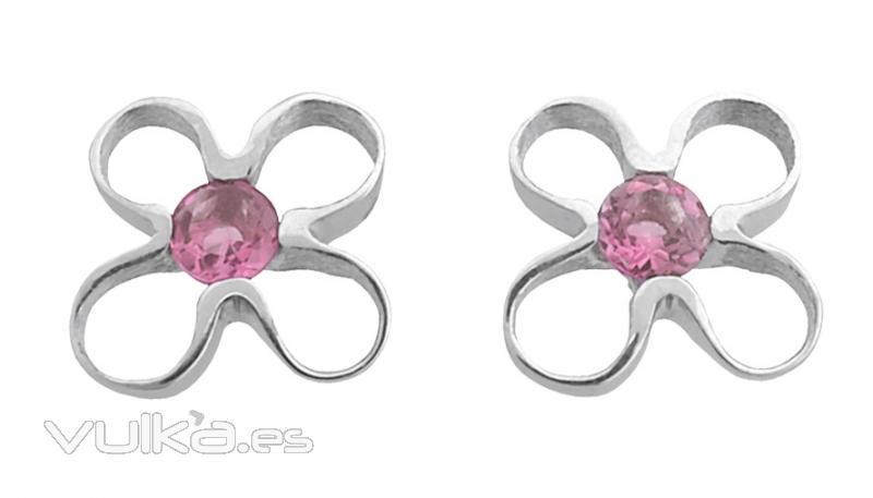 Pendientes Flor de Vida de plata rodiada. y corindn rosa. 59EUR