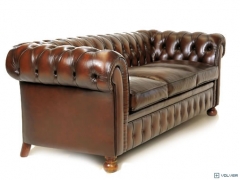 Sofa piel chesterfield clasic, totalmente artesano, piel vaca envejecida a mano