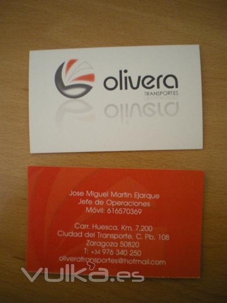 Diseño de Tarjetas de Visita para Transportes Olivera en San Juan de Mozarrifar, Zaragoza