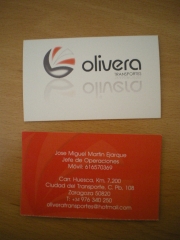 Diseno de tarjetas de visita para transportes olivera en san juan de mozarrifar, zaragoza