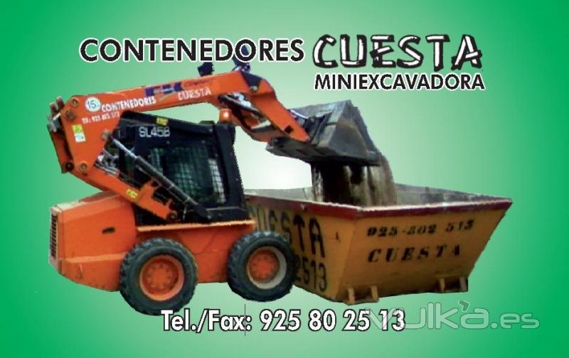 Contenedores y miniexcavadoras