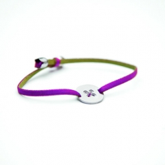 Pulsera flor de vida de metal rodiado con placa redonda y flor calada 19eur