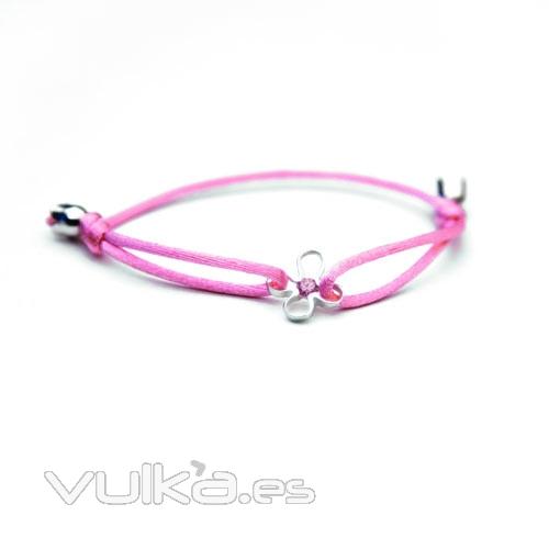 Pulsera Flor de Vida S de plata rodiada. y corindn rosa 29EUR