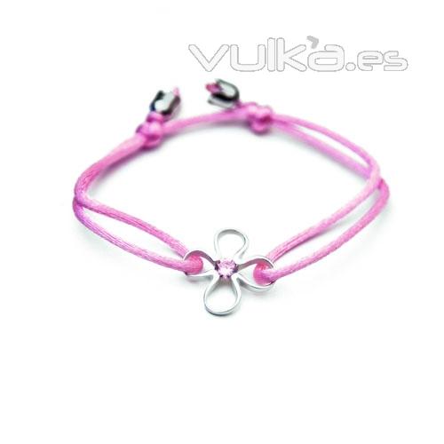 Pulsera Flor de Vida S de plata rodiada. y corindn rosa 29EUR