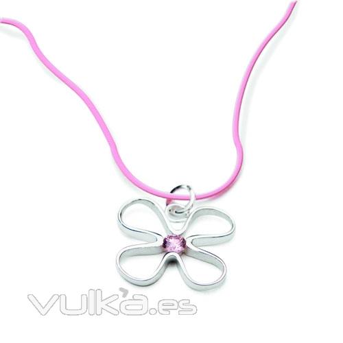 Colgante Flor de Vida Talla: L de plata rodiada. y corindn rosa. 79EUR