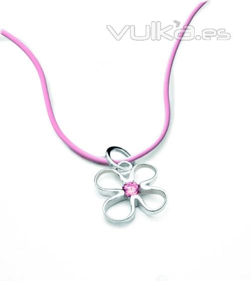 Colgante Flor de Vida M de plata rodiada. y corindón rosa. 49EUR