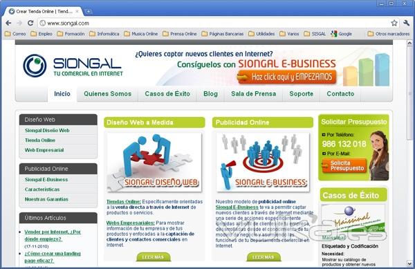 Captura Siongal.com Publicidad Online - Diseño Web - Comercio Electrónico