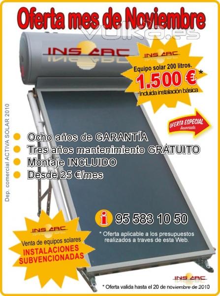 Sevilla. Oferta en instalación equipos solares ACS