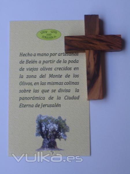 Recuerdo para invitados cruz 6x4 olivo del Monte de los Olivos