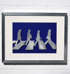 Cuadro decorativo, The Beatles, Abbey Road, realizado en altorrelieve aluminio