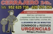 CERRAJERO URGENCIAS 24 HORAS MALAGA Y TODA LA PROVINCIA  952  003 600